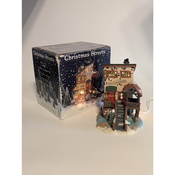 Christmas Streets Village Tally Ho Tavern Lighted Holiday Building Piece 1999 - Picture 4 of 16